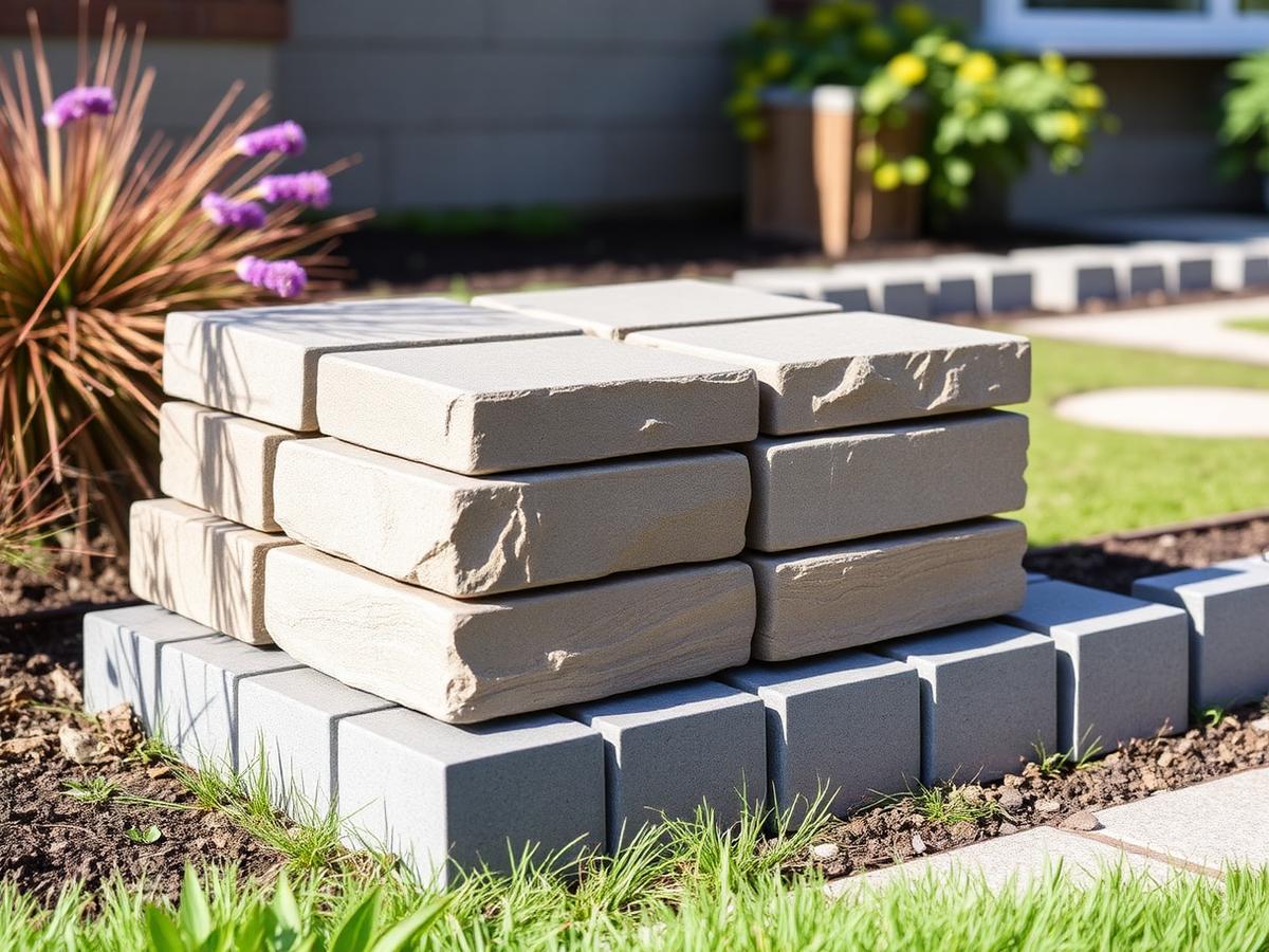 Decorative garden kerbs in the finishing area