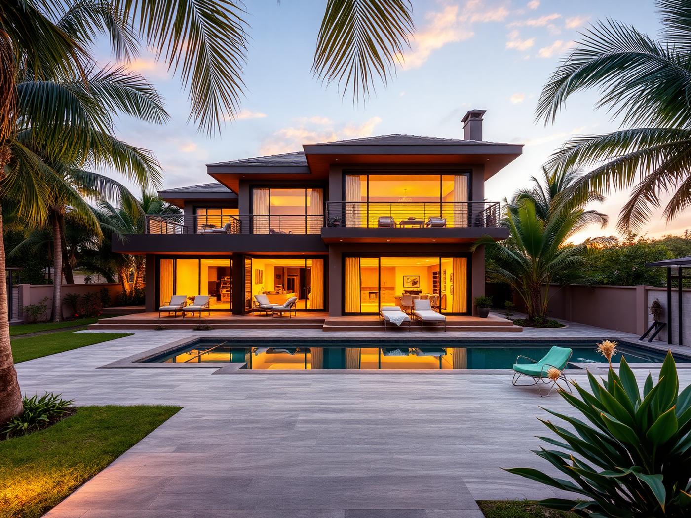 Executive 4-bedroom residence at dusk